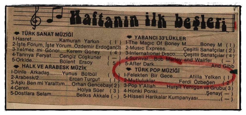 Türk Pop Müziği Listeleri Arşivi 7 Atilla Yelken